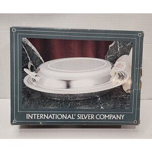 new Vintage 3 piece Silverplated vegetable Serving dish tray + PYREX glass liner